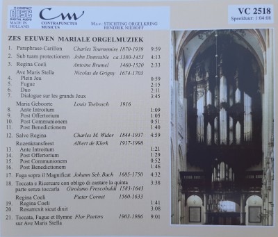 CD Zes eeuwen Mariale orgelmuziek back